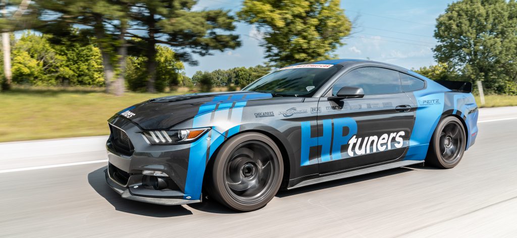 HP Tuners calibrated Ford Mustang roller shot.