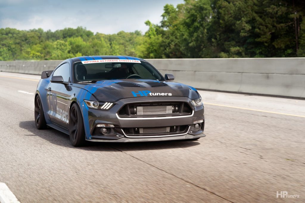 Tuned Mustang on the track with HP Tuners